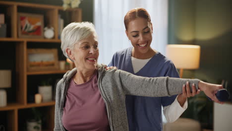 physical therapy session with senior woman