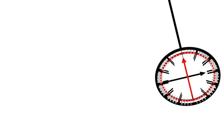 Timelapse of pendulum with clock face.