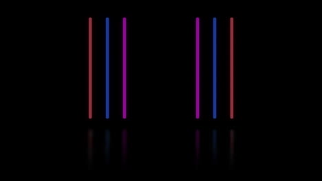 animación de líneas de neón naranja, azul y rosa sobre fondo negro.