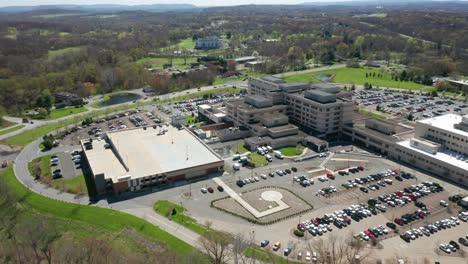 4k aerial drone footage of the garnet health medical hospital in hudson valley middletown new york