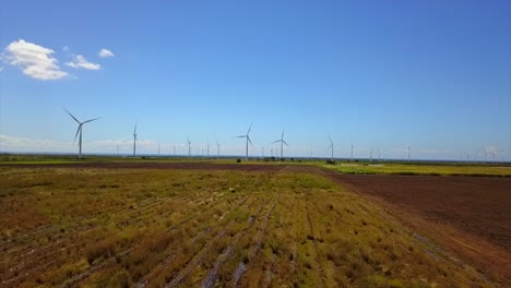 droning in a field of windfarms