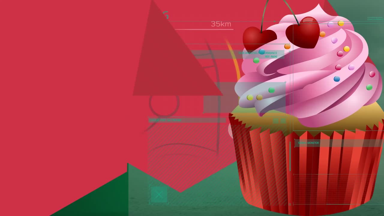 Animazione di una scansione sopra un cupcake.