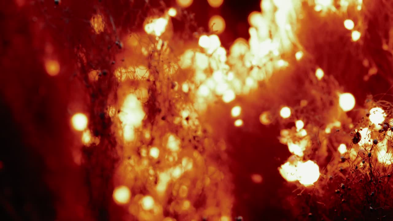 dos rastros de fuego se elevan desde la parte inferior izquierda del marco y la parte inferior derecha