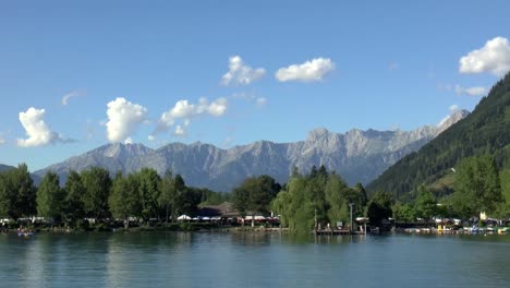 View-of-Steinernes-Meer-from-a-boat-on-the-Zeller-See,-Austria