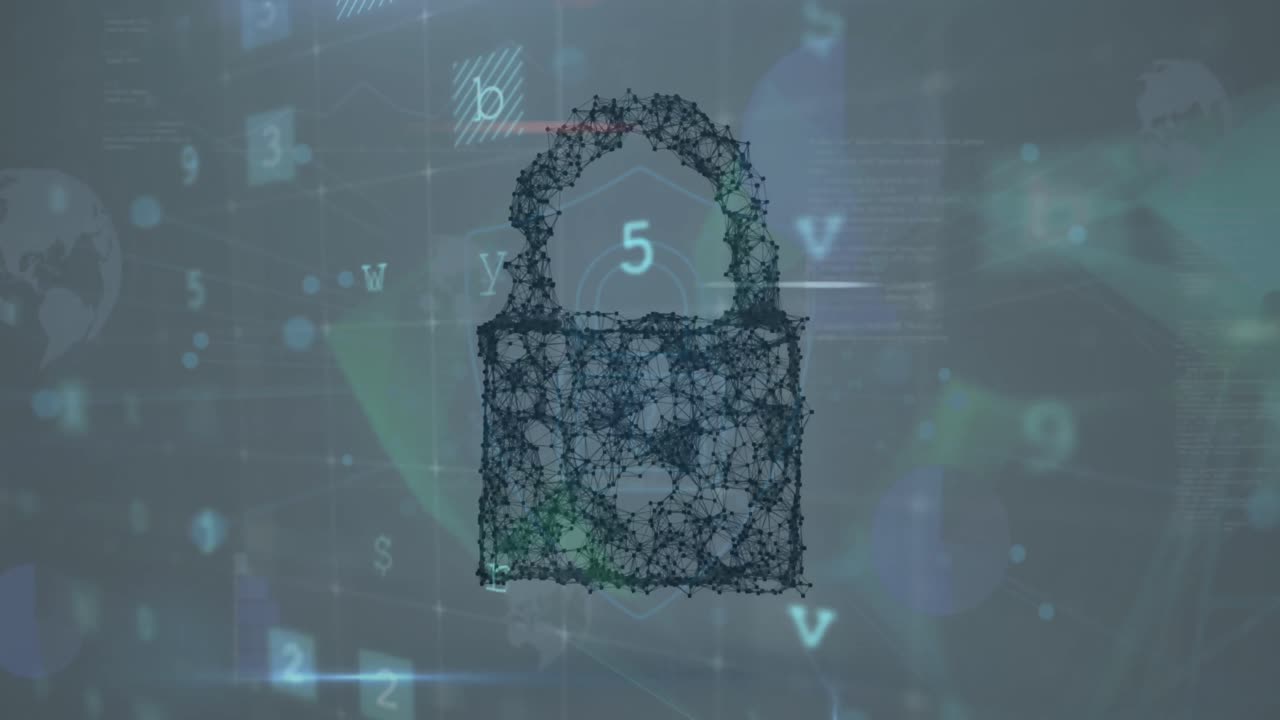 animación del icono del candado y procesamiento de datos de advertencia de virus