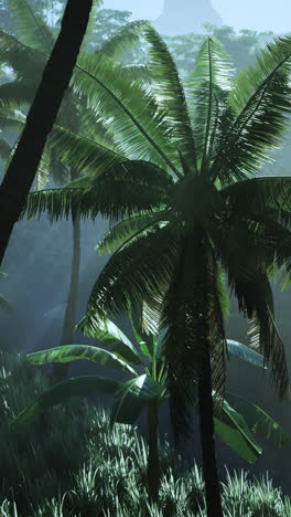 tropical jungle with palm trees