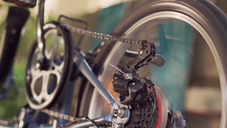 bicycle wheel adjustment by woman