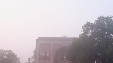 humayun tomb at misty morning from unique perspective shot is taken at delhi india