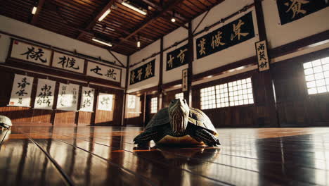 turtle in a traditional japanese dojo