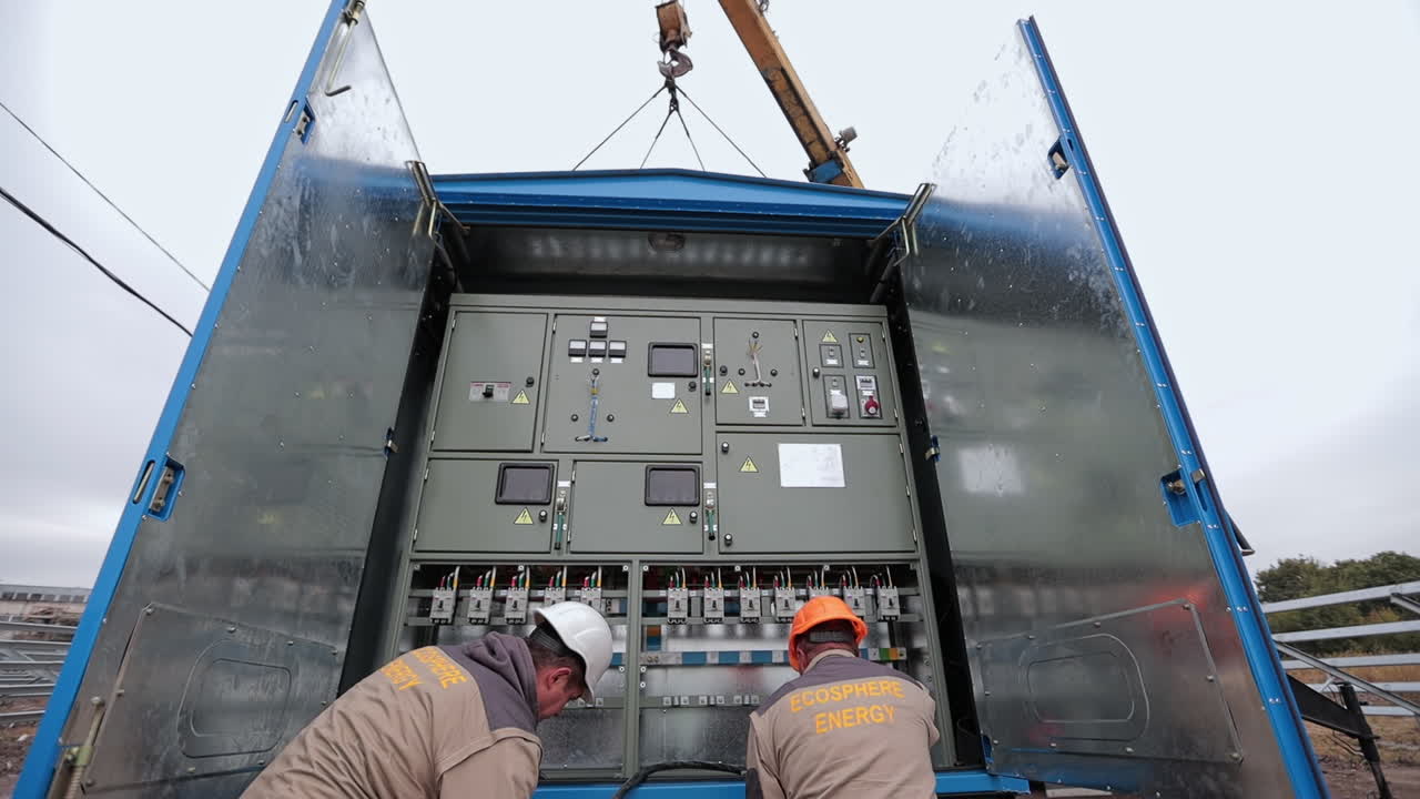 Installing Electrical Panel at Solar Farm