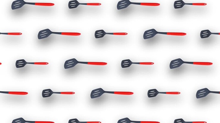 Plastic kitchen utensil animation background.