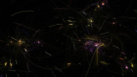 animación en bucle chispas multicolores girando rápidamente sobre un fondo negro