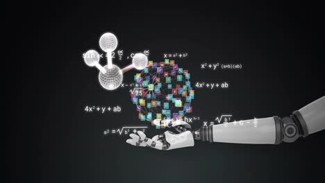 Animación-Del-Procesamiento-De-Datos-Científicos-Sobre-El-Brazo-Y-El-Globo-Del-Robot.