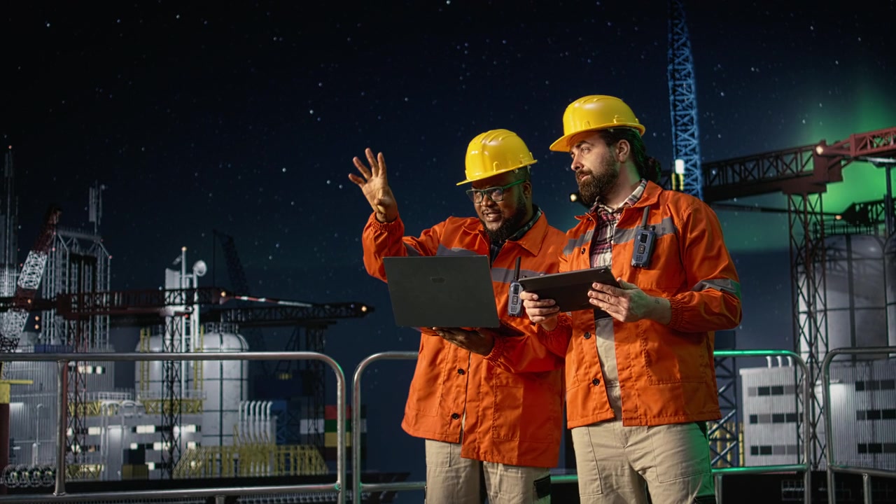 Offshore platform engineering team managing resources during global oil crisis