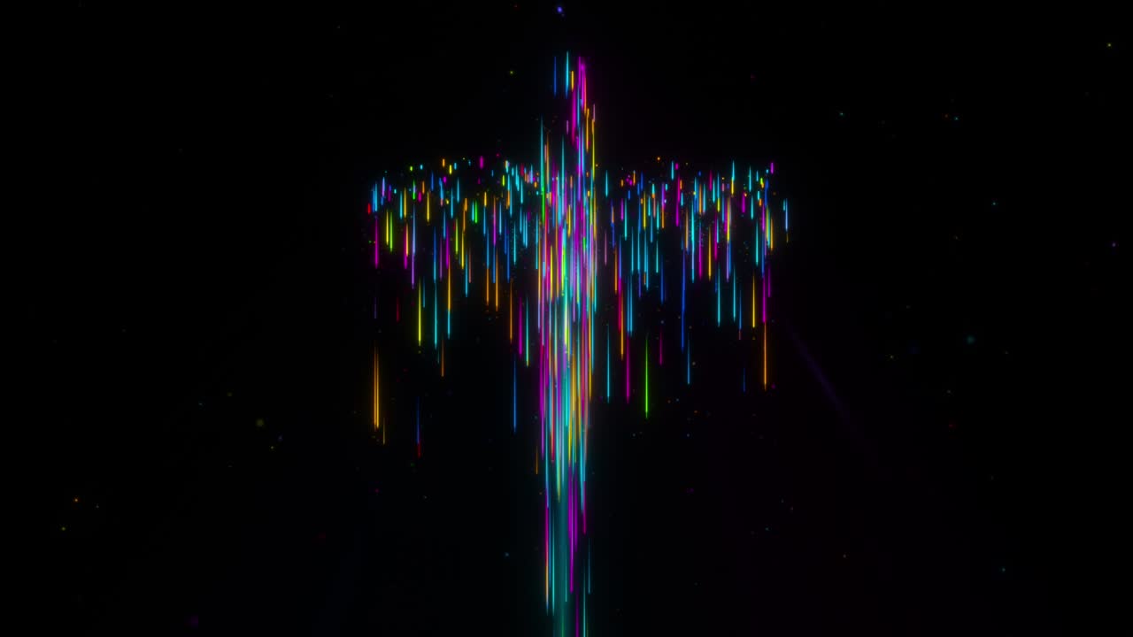 caída aislada rayas de luz coloridas cruz santa con rayos de luz de fondo en bucle