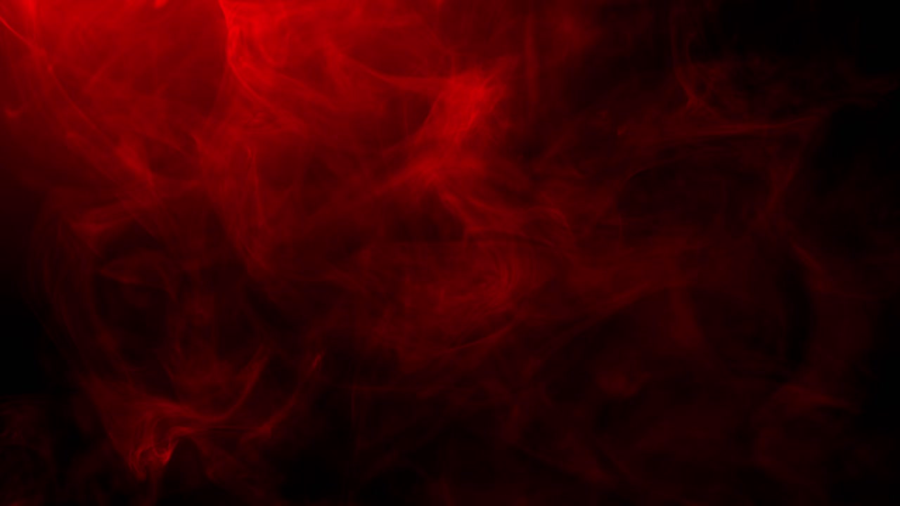 Thick, realistic cloud of red smoke or fog gently swirls and fills screen from above. Perfect for atmospheric or moody overlays