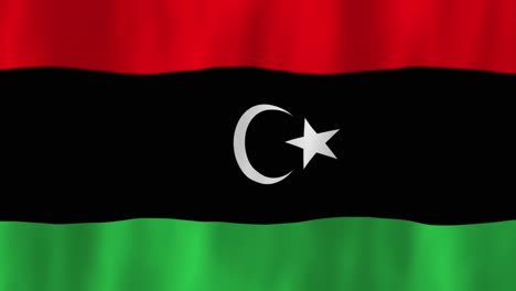 libya flag country animation 3d symbol design waving in wind movement national patriotism world culture emblem banner republic north africa red black green stripes moon star
