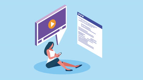 education online with female student using smartphone