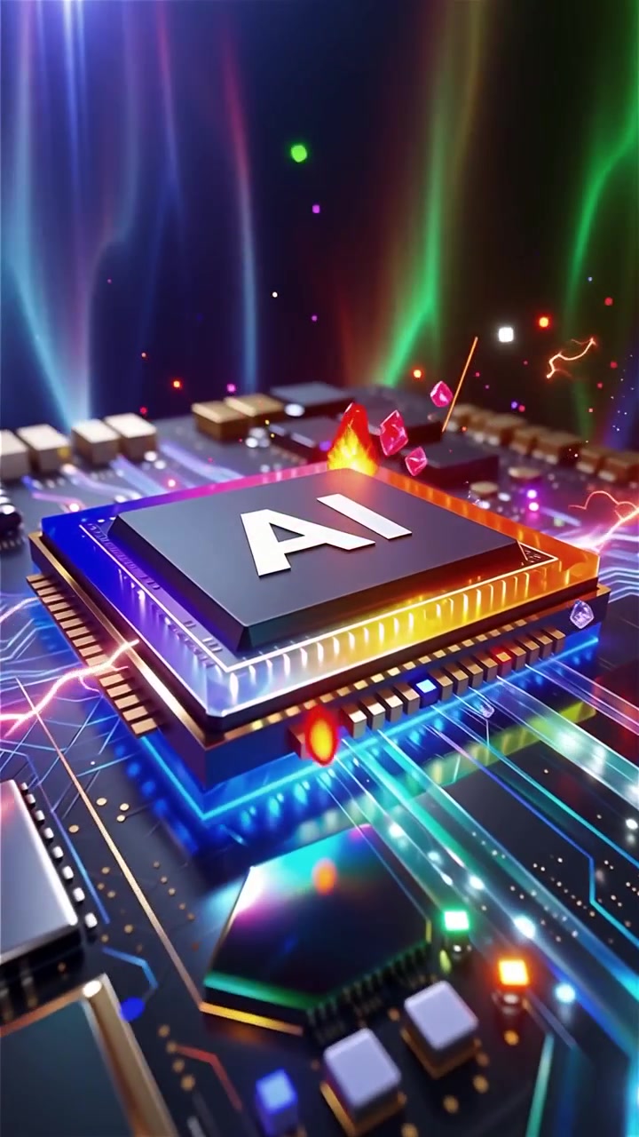 Futuristic AI Chip Motherboard Technology Background