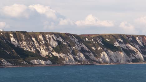 white cliffs of folkestone warren nature reserve in folkestone, england. aerial drone shot