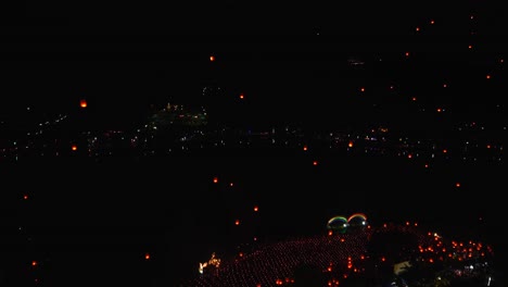 night sky lanterns festival aerial view