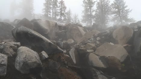 boulders over the hot spring river in boise national forest in idaho, united states