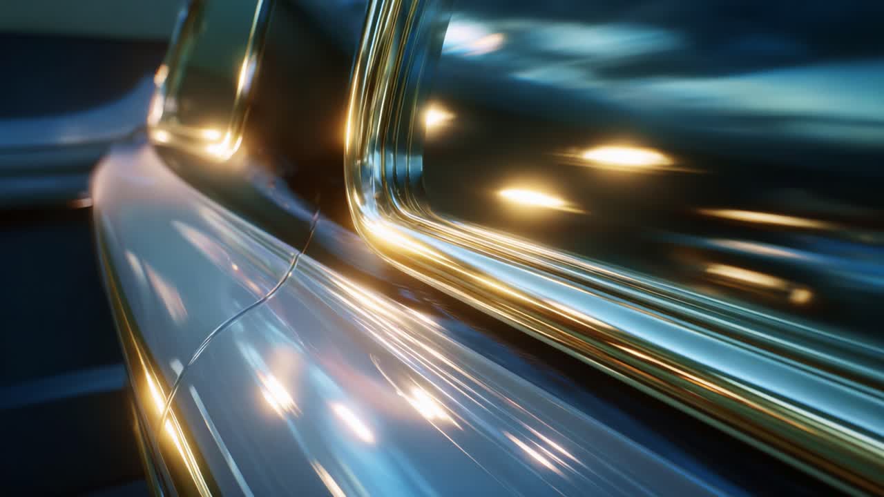 A Close-Up Exploration of Sleek Automotive Design, Highlighting the Brilliant Reflections and Luminous Surface Details of a Car's Bodywork, Capturing the Essence of Luxury and Innovation in Modern Engineering