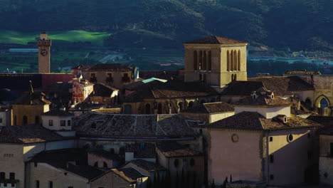 historic and touristic town buildings of spain city of cuenca, establishing zoom in shot