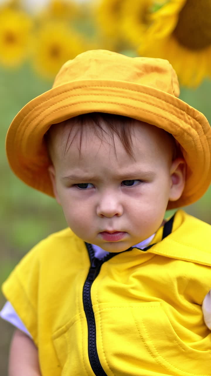 Bayi Berpakaian Kuning di Ladang Bunga Matahari