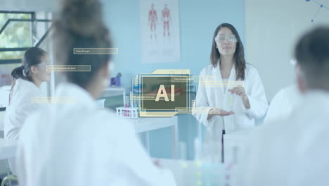 animation of ai data processing over diverse students in laboratory