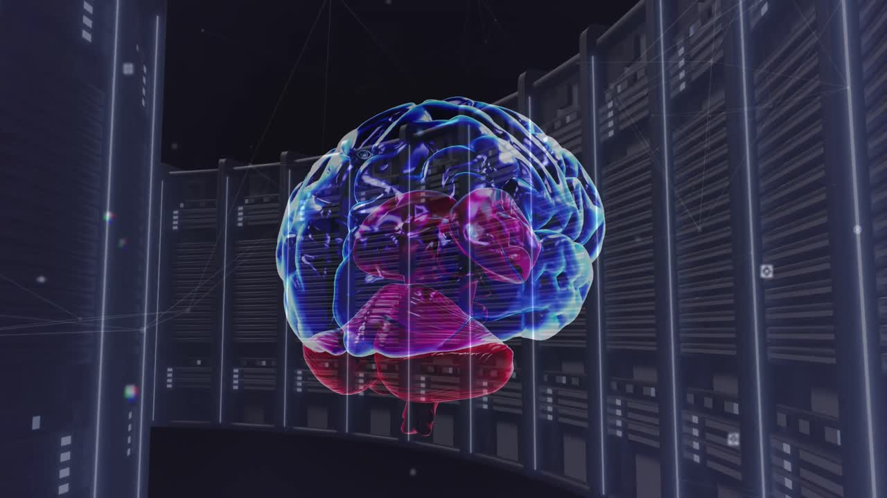 Animation of human brain over computer servers