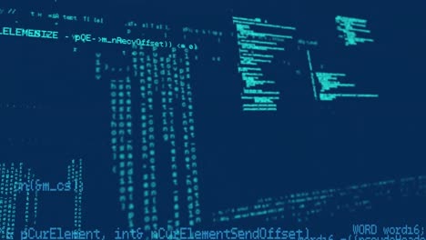 animación del procesamiento de datos sobre fondo azul