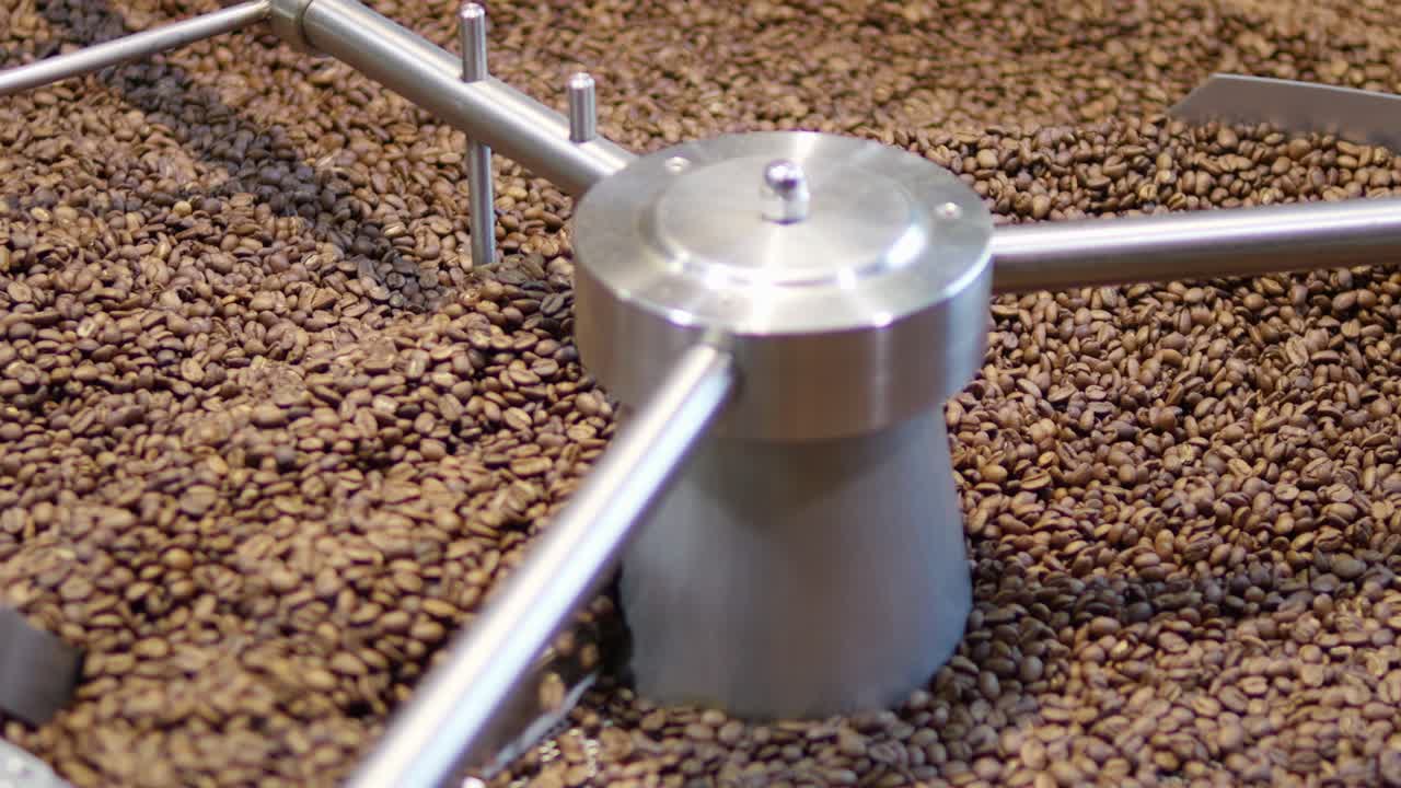 Roasting coffee beans a modern facility industrial setting close-up view freshness concept