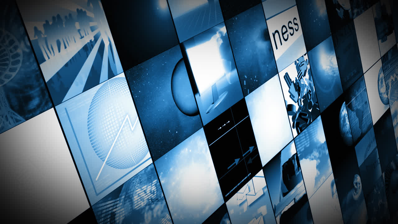 비즈니스와 세계를 보여주는 디지털 화면의 애니메이션