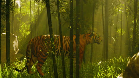 majestic tiger in a bamboo forest