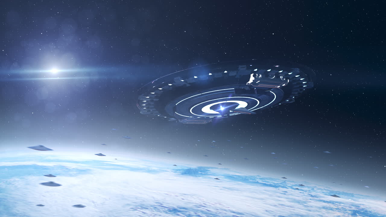 flota de ovnis sobre la tierra