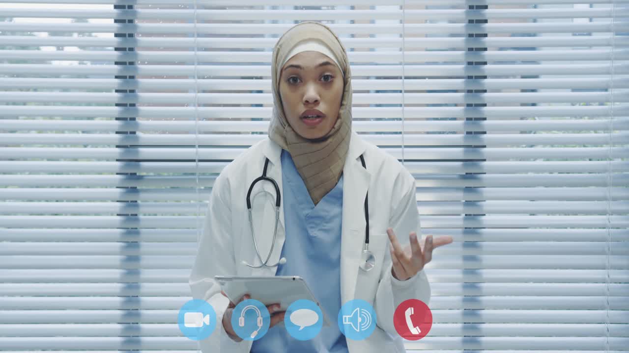 Visio call of healthcare worker during coronavirus Covid19 epidemic