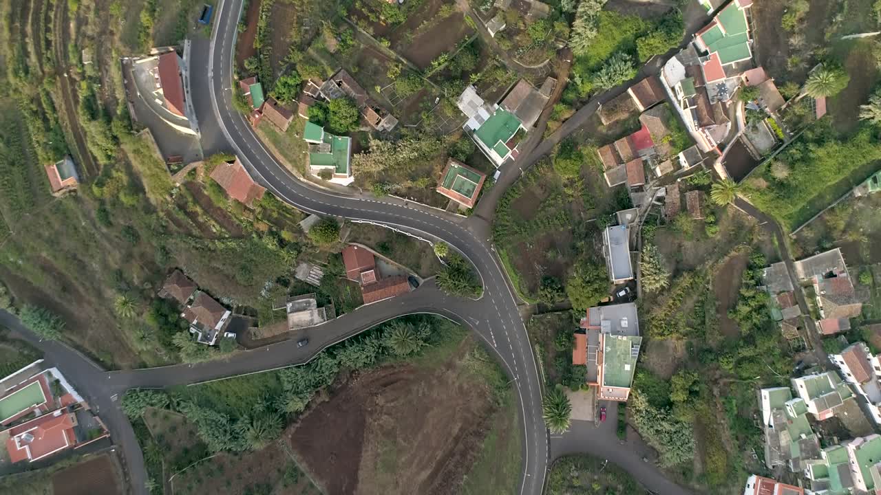 Village near Garachico. Drone footage of Tenerife - Canary Islands. birds-eye view