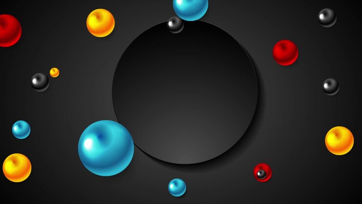 Colorful glossy beads and black blank circle video animation