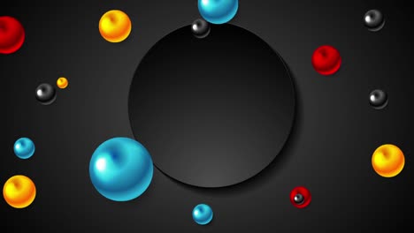 coloridas cuentas brillantes y círculo en blanco negro animación de video