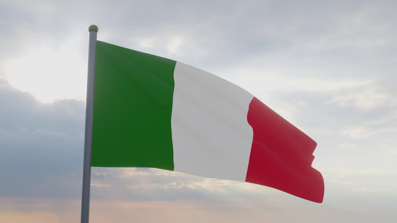 Bandiera italiana che sventola al vento