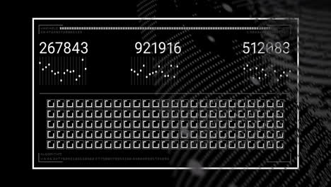 animation of data processing and diagrams on black background