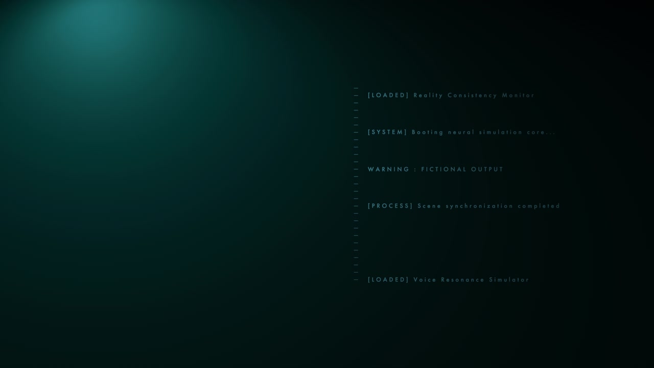 A minimalist cyan computer terminal interface displaying scrolling artificial intelligence processing logs and machine learning code runs.