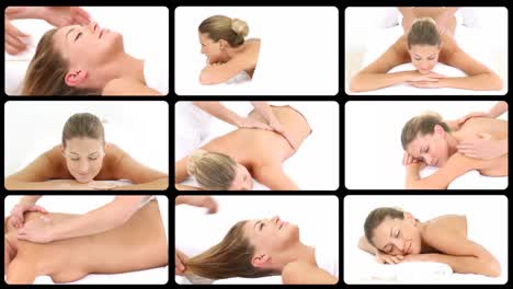 Montage-Einer-Blonden-Frau,-Die-Sich-In-Einem-Spa-Center-Entspannt