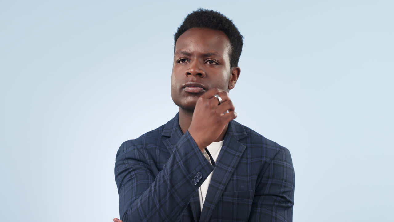 Black man, thinking and problem solving