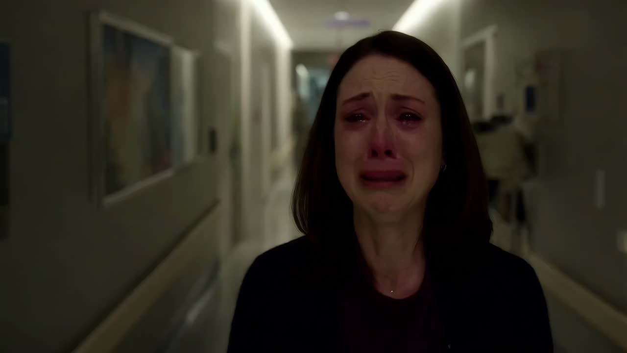 Woman Crying in Hospital Corridor