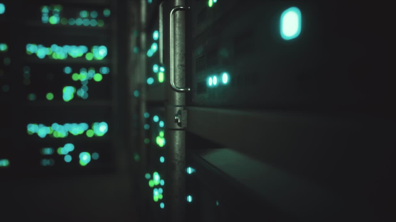 Clean industrial interior of a data server room with servers