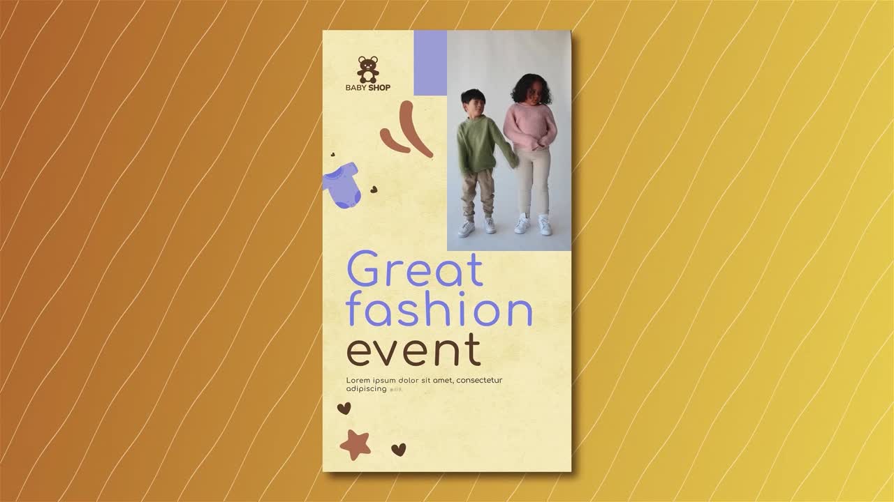 Un modello reel grazioso e colorato per le promozioni di negozi per bambini