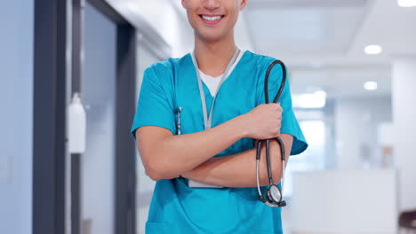 Person,-nurse-and-crossed-arms-with-smile