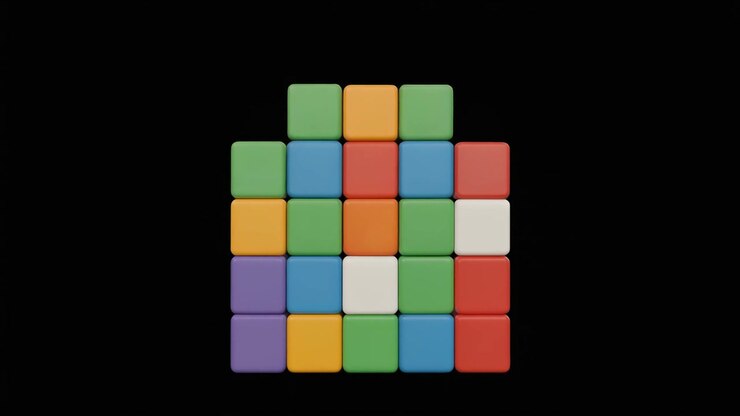 Colorful 3D Cubes and Spheres Assembling and Exploding